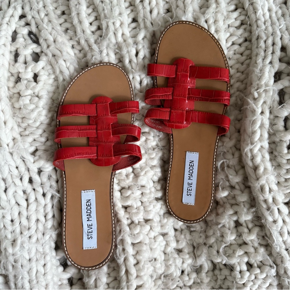 Steve Madden Red Sandals with Leather Straps
